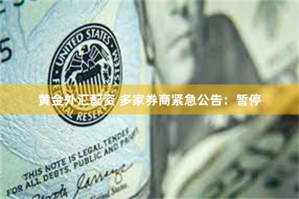 黄金外汇配资 多家券商紧急公告：暂停