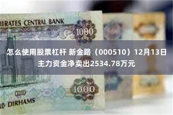 怎么使用股票杠杆 新金路（000510）12月13日主力资金净卖出2534.78万元