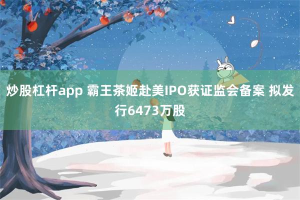 炒股杠杆app 霸王茶姬赴美IPO获证监会备案 拟发行6473万股